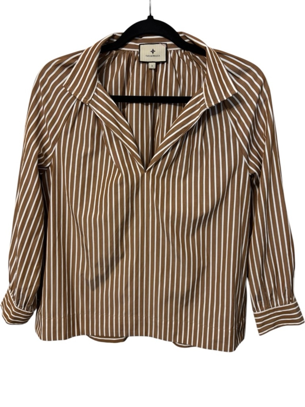 Tuckernuck Striped V-Neck Blouse in Size Small